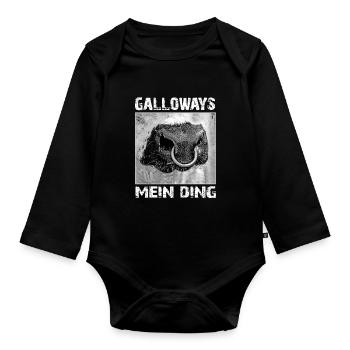 galloways mein ding | Galloway - Baby Bio-Langarm-Body - Schwarz - Vorne