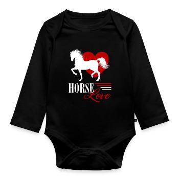 Horse Love - Baby Bio-Langarm-Body - Schwarz - Vorne