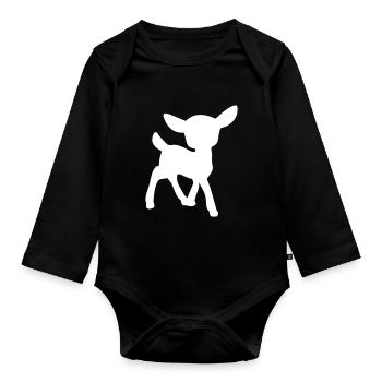 faon - Body Bébé bio manches longues - noir - Devant