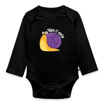 Take it easy - don't get upset - Organic Longsleeve Baby Bodysuit - black - Front