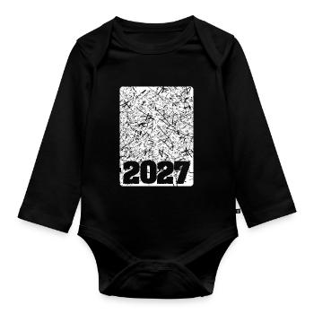 2027 - Organic Longsleeve Baby Bodysuit - black - Front