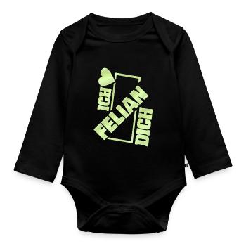 Felian als Couple - Baby Bio-Langarm-Body - Schwarz - Vorne
