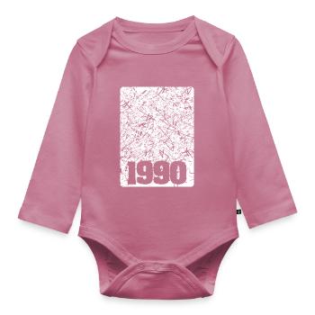 Année 1990 - Body Bébé bio manches longues - mauve - Devant