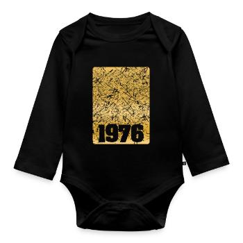 Number 1976 - Organic Longsleeve Baby Bodysuit - black - Front
