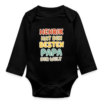 Gift for Henrik - Organic Longsleeve Baby Bodysuit - black - Front