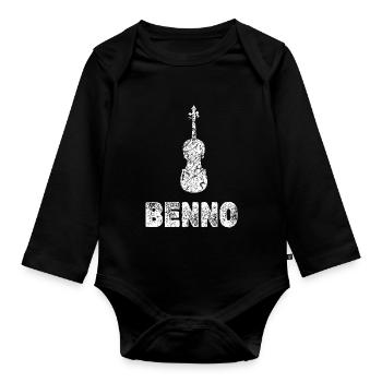 Geschenk für Benno - Baby Bio-Langarm-Body - Schwarz - Vorne