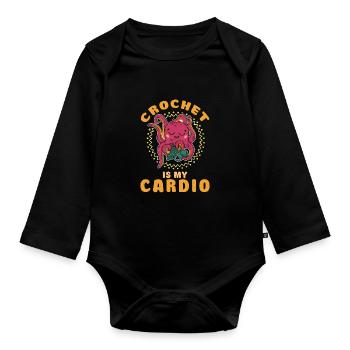 Knitting Knitter Crochet Wool Yarn Crochet Hook - Organic Longsleeve Baby Bodysuit - black - Front