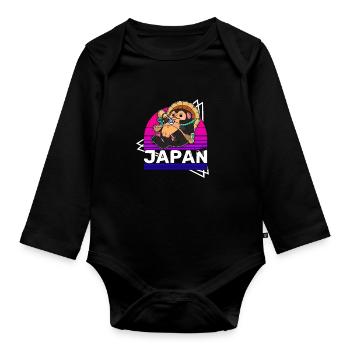 Raccoon Dog Raccoon Dog Enok Japon - Body Bébé bio manches longues - noir - Devant