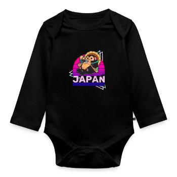 Raccoon Dog Raccoon Dog Enok Japon - Body Bébé bio manches longues - noir - Devant
