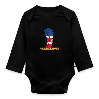 Jugoslavija Yugoslavia Jugo Tito SFRJ Jugoslawien - Organic Longsleeve Baby Bodysuit - black - Front