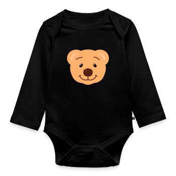 Teddy - Organic Longsleeve Baby Bodysuit - black - Front