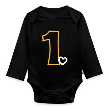 Babys Erster Geburtstag - Baby Bio-Langarm-Body - Schwarz - Vorne