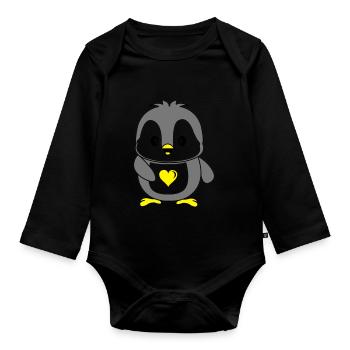 amour de pingouin - Body Bébé bio manches longues - noir - Devant