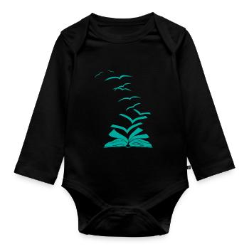 Book Gift Teacher School Professor - Organic Longsleeve Baby Bodysuit - black - Front