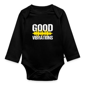 Good Vibrations Music Party - Organic Longsleeve Baby Bodysuit - black - Front