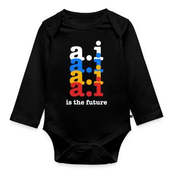 AI is the future - Organic Longsleeve Baby Bodysuit - black - Front