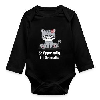 So apparently I'm dramatic funny sarka - Organic Longsleeve Baby Bodysuit - black - Front
