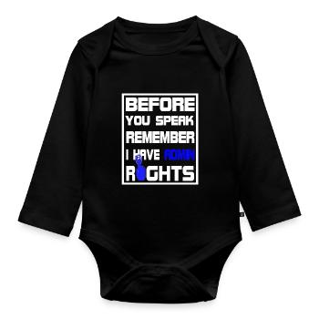 Before you speak i have Admin Rights - Body Bébé bio manches longues - noir - Devant