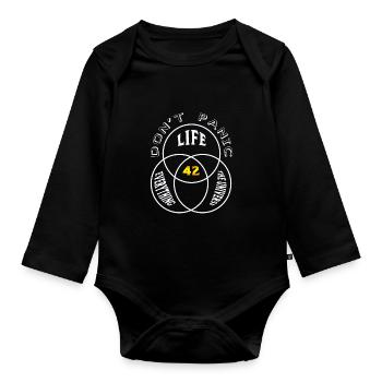 Dont Panic - Baby Bio-Langarm-Body - Schwarz - Vorne