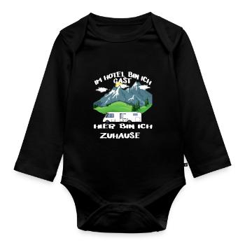 Im Hotel bin ich Gast hier bin ich Zuhause - Baby Bio-Langarm-Body - Schwarz - Vorne