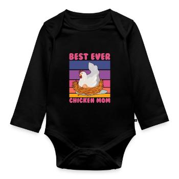 Meilleur poulet de tous les temps Poulets Maman Poulet Maman Dame Mère - Body Bébé bio manches longues - noir - Devant