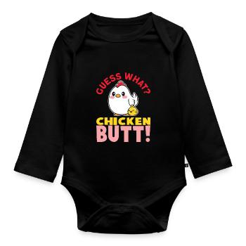 Devinez quel poulet butt poulet coq fermier poulet - Body Bébé bio manches longues - noir - Devant