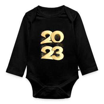 Happy New Year 2023 New Year's Eve Christmas - Organic Longsleeve Baby Bodysuit - black - Front