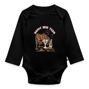 Bonne année Nouvel An Nouvel An Noël - Body Bébé bio manches longues - noir - Devant