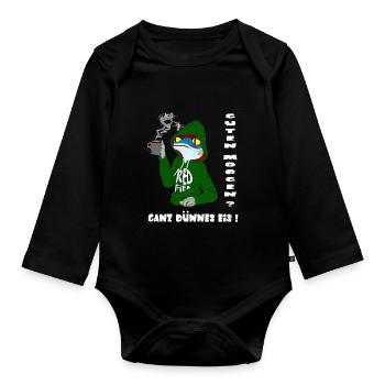 Very thin ice cream Morning grouch frog coffee - Organic Longsleeve Baby Bodysuit - black - Front