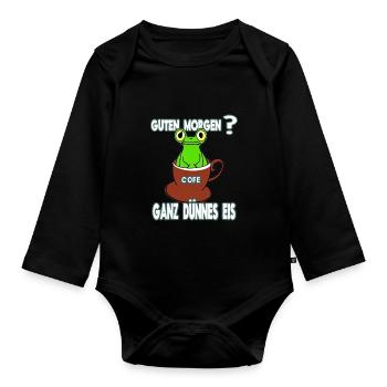 Ganz Dünnes Eis Morgenmuffel Frosch Kaffee - Baby Bio-Langarm-Body - Schwarz - Vorne