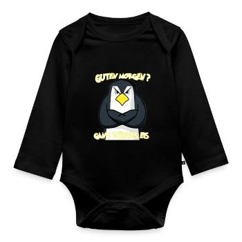 Ganz Dünnes Eis Morgenmuffel Pinguin Kaffee - Baby Bio-Langarm-Body - Schwarz - Vorne