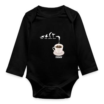 Cadeau - café du lundi au vendredi tasse - Body Bébé bio manches longues - noir - Devant