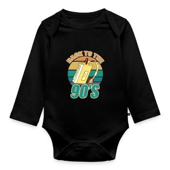 Walkman cassette tape 90s - gift - Organic Longsleeve Baby Bodysuit - black - Front