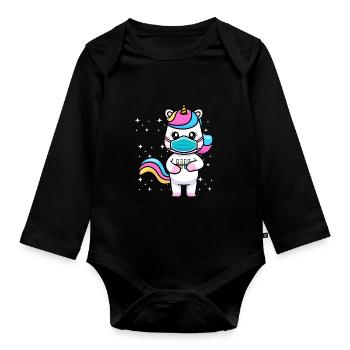 Idée cadeau de licorne de chimie - Body Bébé bio manches longues - noir - Devant