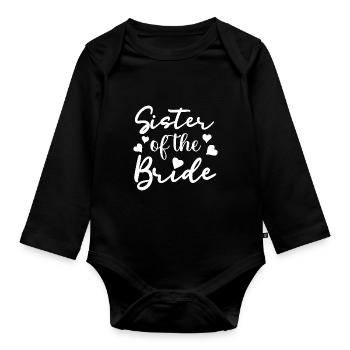 Sister of the Bride Hearts - Organic Longsleeve Baby Bodysuit - black - Front