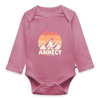 Parapente Annecy spot air savoie - Body Bébé bio manches longues - mauve - Devant