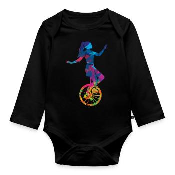 Unicycle Gift Unicyclist Unicycling Retro - Organic Longsleeve Baby Bodysuit - black - Front