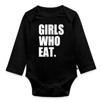 Girls who eat - Organic Longsleeve Baby Bodysuit - black - Front