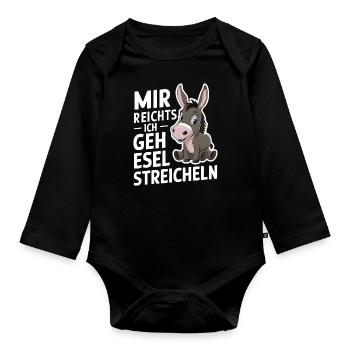 Esel Eselchen Maultier Muli - Baby Bio-Langarm-Body - Schwarz - Vorne