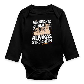 Alpaca llama alpacas animal - Organic Longsleeve Baby Bodysuit - black - Front