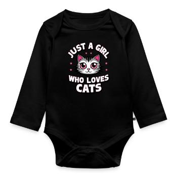 Chat Chats Amoureux Chat Propriétaire Chaton - Body Bébé bio manches longues - noir - Devant