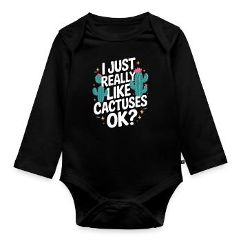 Cactus Cacti Desert Plant - Organic Longsleeve Baby Bodysuit - black - Front