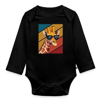 Giraffe Animal Africa Giraffes - Organic Longsleeve Baby Bodysuit - black - Front