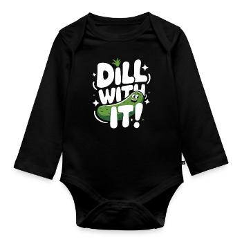 Cucumber Pickle Pickle Food Dill - Organic Longsleeve Baby Bodysuit - black - Front