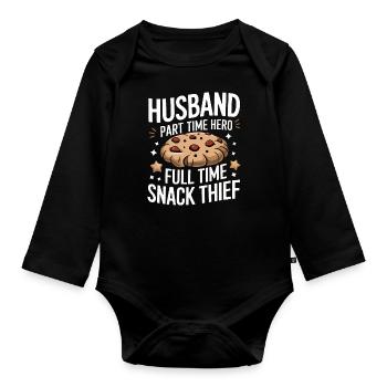 Ehemann Ehegatte Familie Hochzeit - Baby Bio-Langarm-Body - Schwarz - Vorne