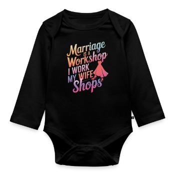 Husband, Spouse, Family, Wedding - Organic Longsleeve Baby Bodysuit - black - Front