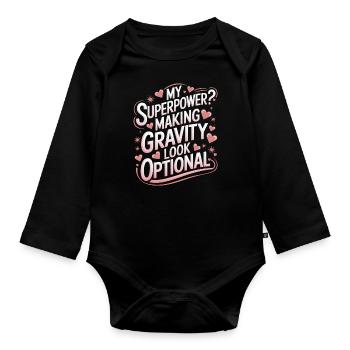 Turnen Turner Gymnastik - Baby Bio-Langarm-Body - Schwarz - Vorne