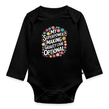 Turnen Turner Gymnastik - Baby Bio-Langarm-Body - Schwarz - Vorne