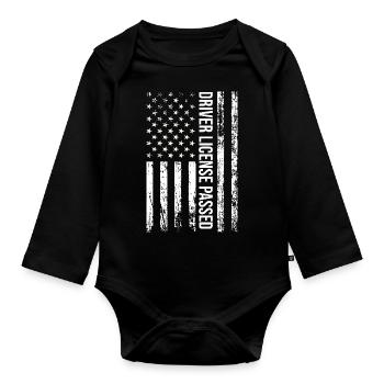 Permis de conduire American Flag Réussi Examen de conduite - Body Bébé bio manches longues - noir - Devant