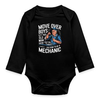 Mechanic Mechanic Workshop - Organic Longsleeve Baby Bodysuit - black - Front